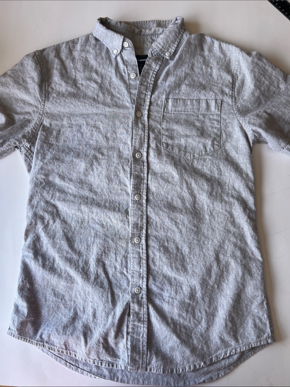 14th & Union Men’s small Light Gray Trim Fit Short-Sleeve Button-Down Shirt